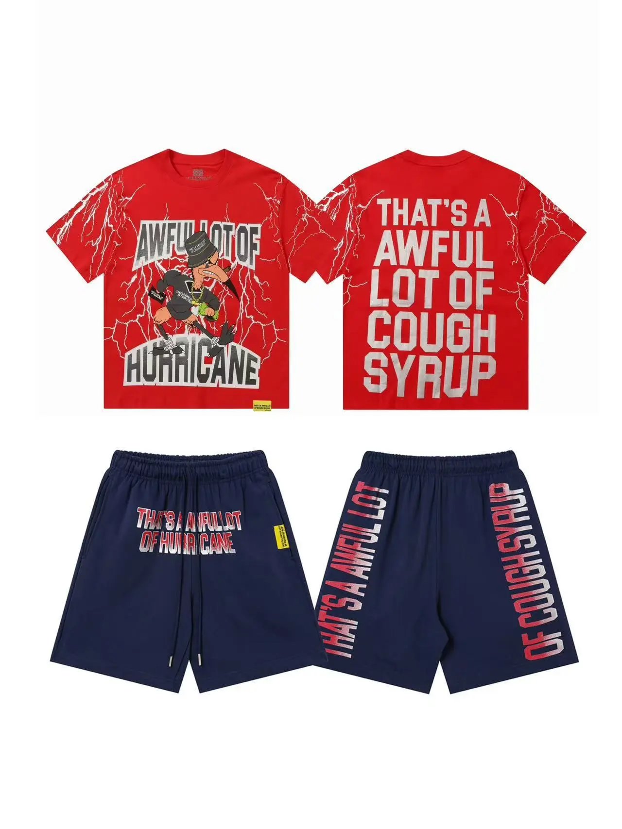 Unbranded Shorts Graphic Print Drawstring — T 2505#suit red