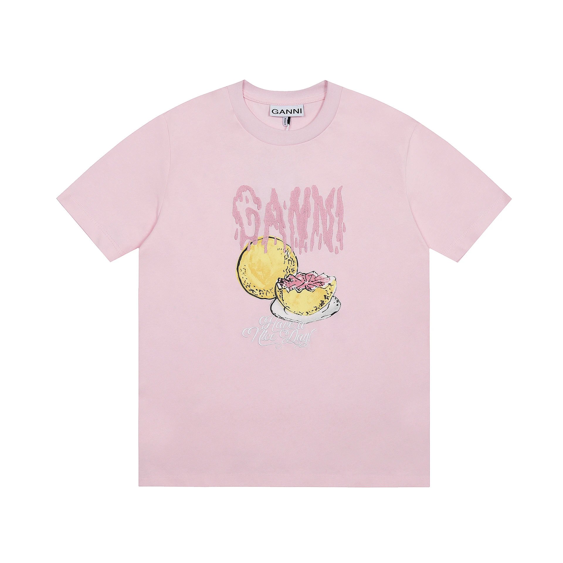 GANNI T-Shirts Graphic Print Short-Sleeve T-Shirt — GA65