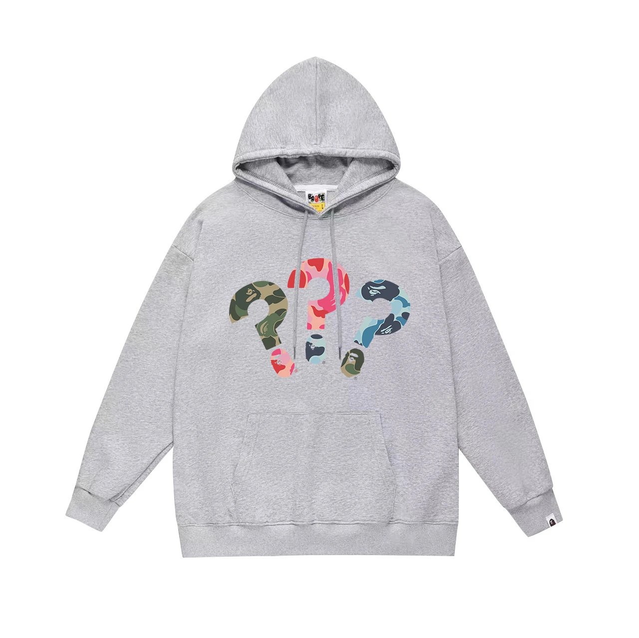 A Bathing Ape Hoodies & Sweatshirts Camo Head Graphic Pullover Hoodie — 664 gray