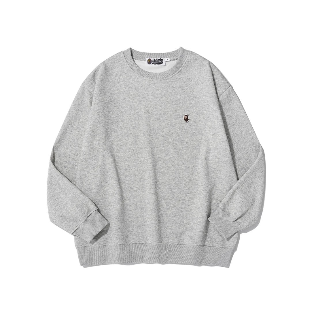 A Bathing Ape Hoodies & Sweatshirts Head Embroidered Crewneck Sweatshirt — 1.5 Heather Gray