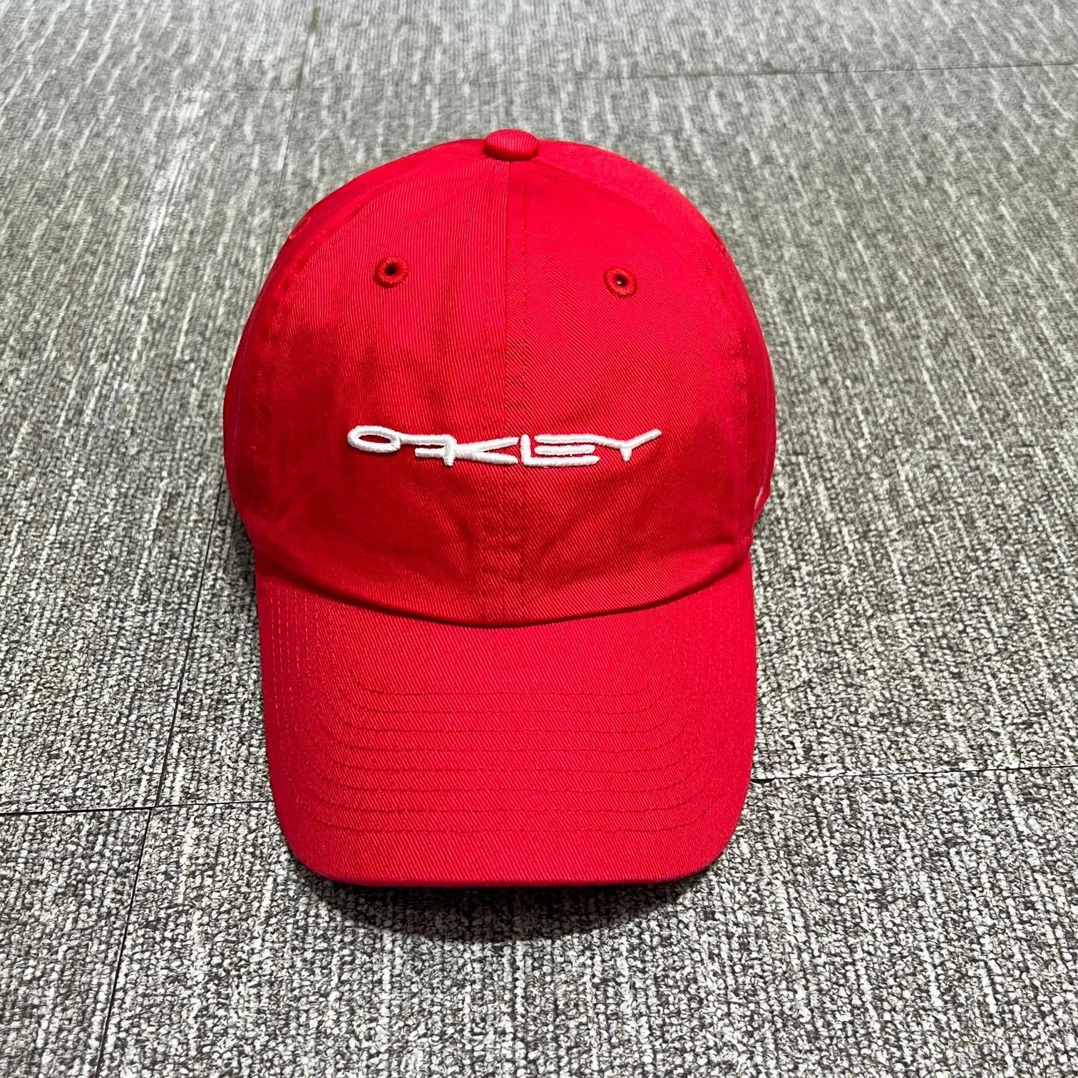 Oakley Hats Baseball Cap with Embroidered Ellipse Logo — Washed red