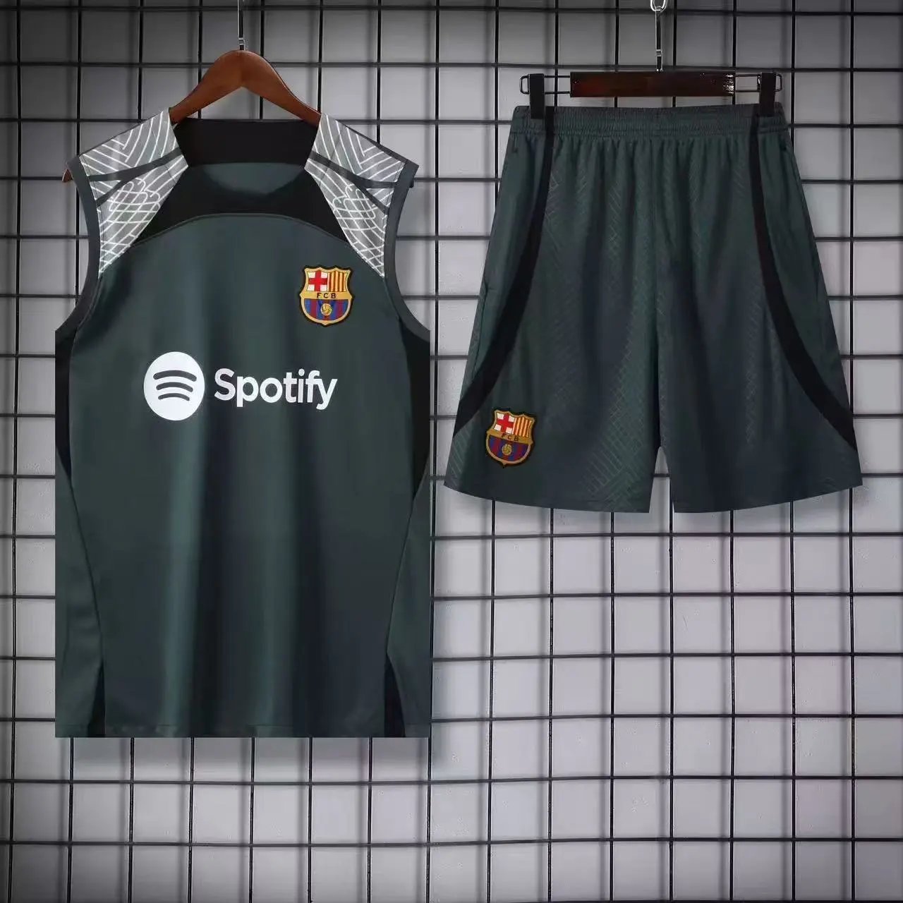 Atlético de Madrid Football Jerseys Sleeveless jersey and shorts set — 2324 Barcelona army green