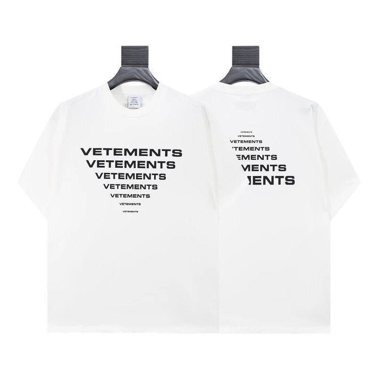 Vetements T-Shirts Graphic Logo Print — 8002 white