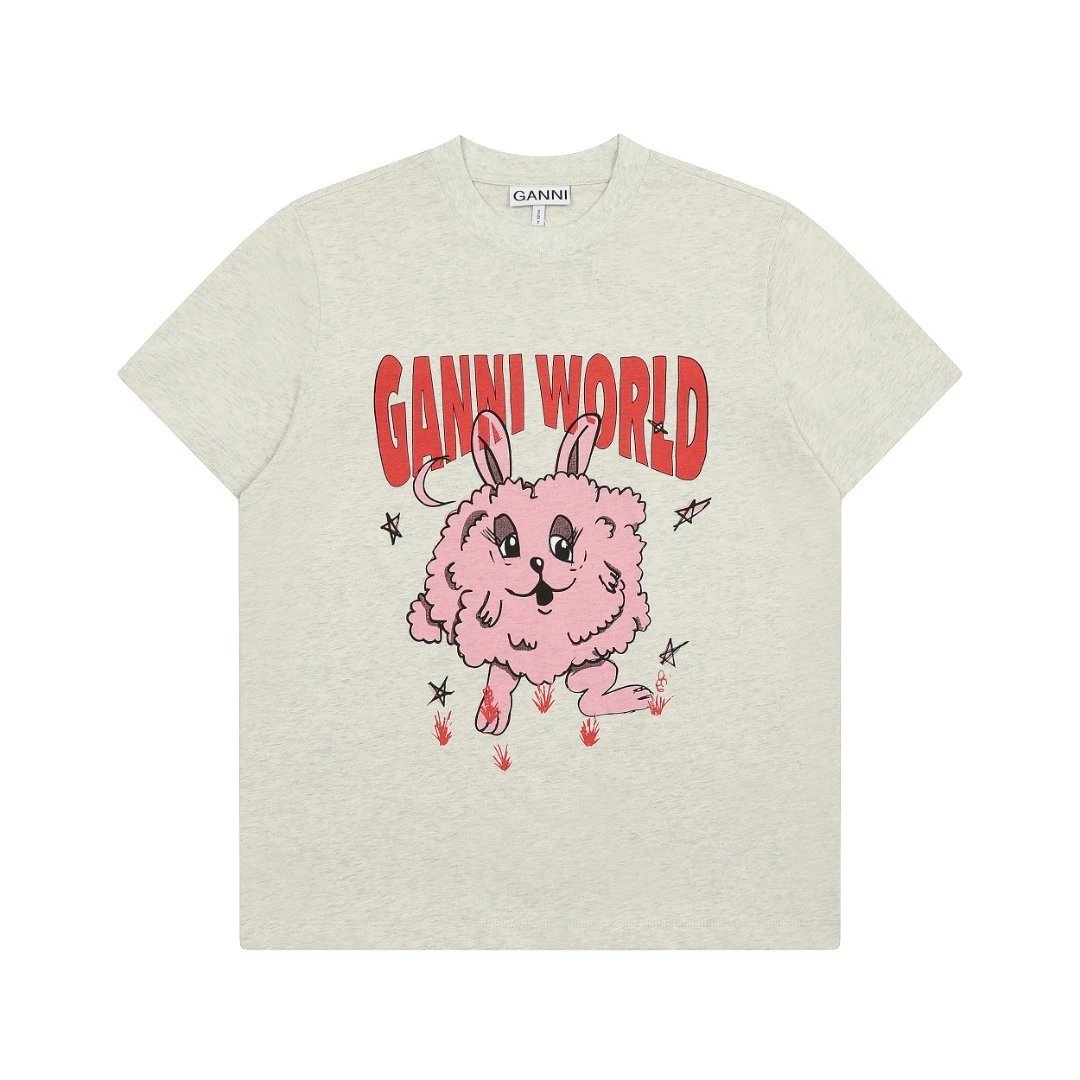 GANNI T-Shirts Graphic Print Short-Sleeve T-Shirt — 16