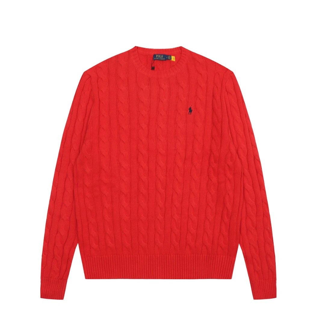 Polo Ralph Lauren Knitwear DS012 cable-knit crewneck sweater with embroidered pony logo — DS012 Red