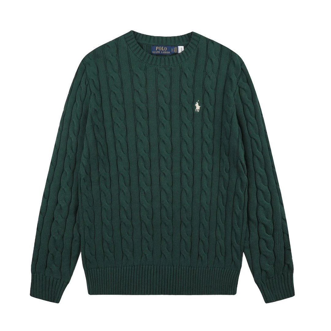 Polo Ralph Lauren Knitwear DS012 cable-knit crewneck sweater with embroidered pony logo — DS 012 Wood Green