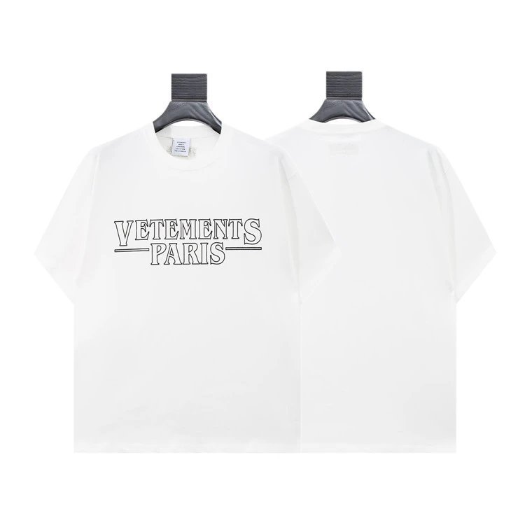 Vetements T-Shirts Graphic Logo Print — 8011 white