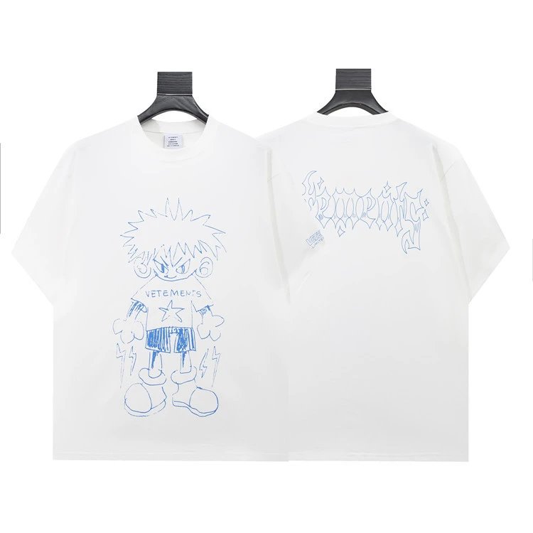 Vetements T-Shirts Graphic Logo Print — 8013 white