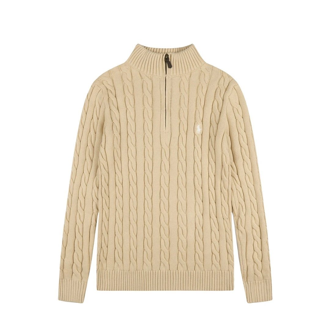Polo Ralph Lauren Knitwear Cable-Knit Quarter-Zip Sweater — DS 014 Oatmeal