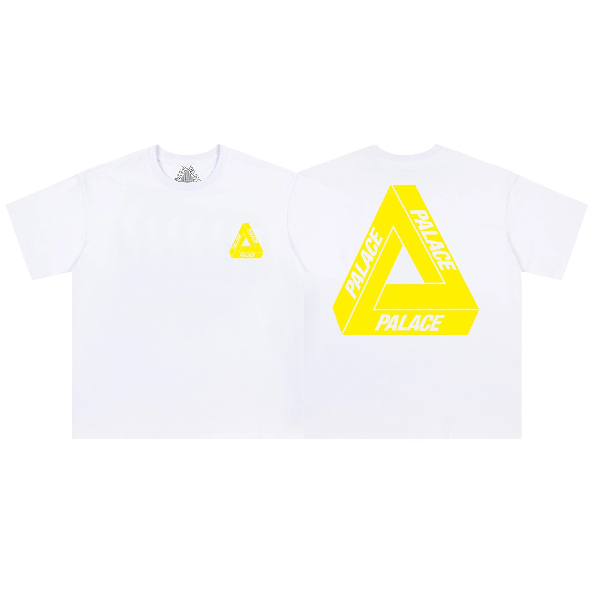 Palace T-Shirts Tri-Ferg Graphic — 03 White and Yellow