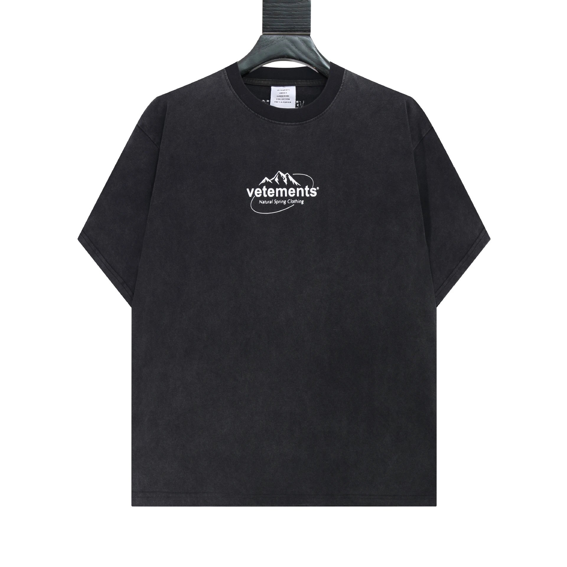 Vetements T-Shirts Graphic Logo Print — 8019 Washed black