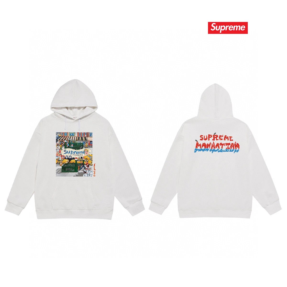Supreme Hoodies & Sweatshirts Fleece-Lined Hooded Sweatshirt with Fruit Graphic — 45-2 Fleece-lined style