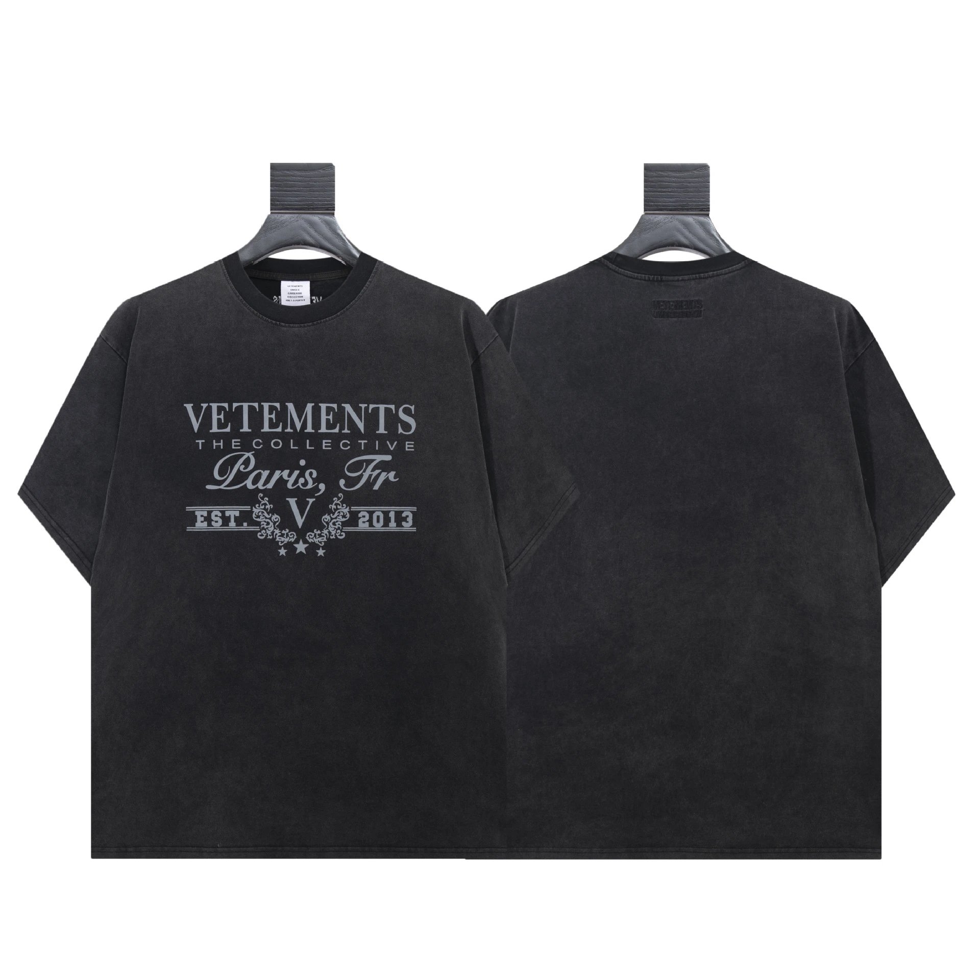 Vetements T-Shirts Graphic Logo Print — 8024 Washed black
