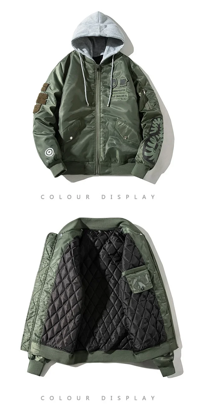 Undefeated Jackets Bomber Jacket with Camo Sleeves and Shark Embroidery product detail image 13