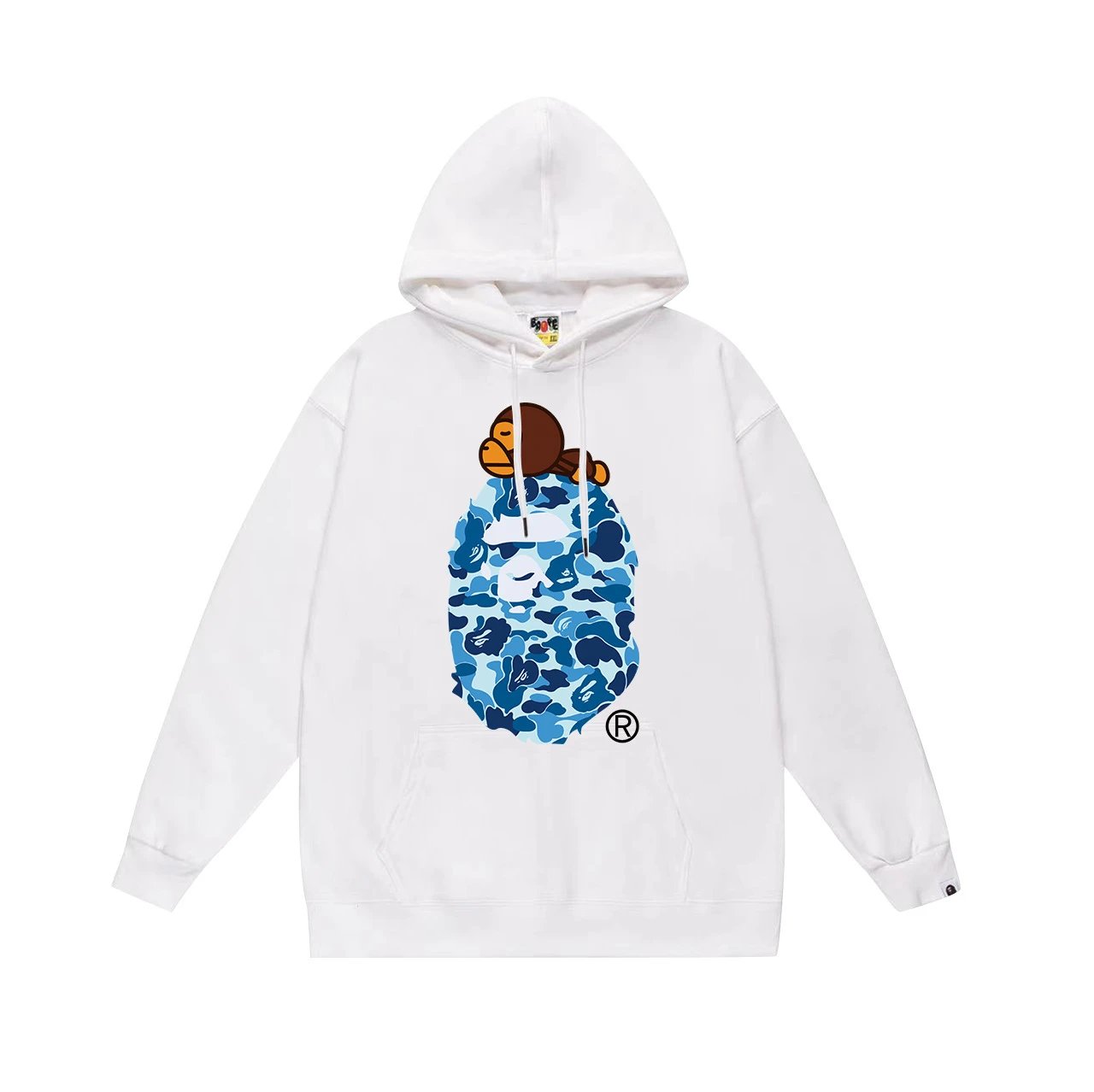 BAPE Hoodies & Sweatshirts Graphic Pullover Hoodie — 648 white and blue