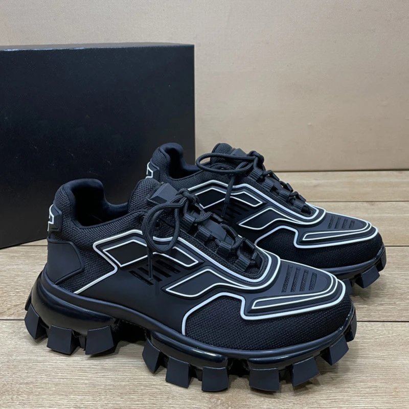 Unbranded Sneakers P5DF-3 Chunky Lug Sole — black white line