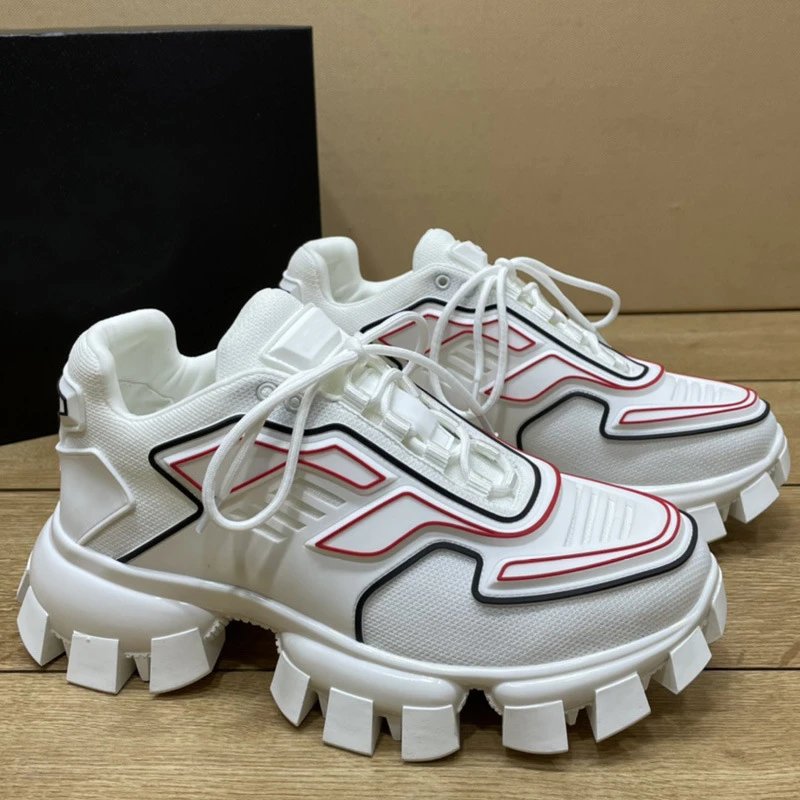 Unbranded Sneakers P5DF-3 Chunky Lug Sole — white red black line