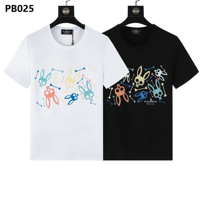 Psycho Bunny T-Shirts Rabbit skull graphic short-sleeve image 2