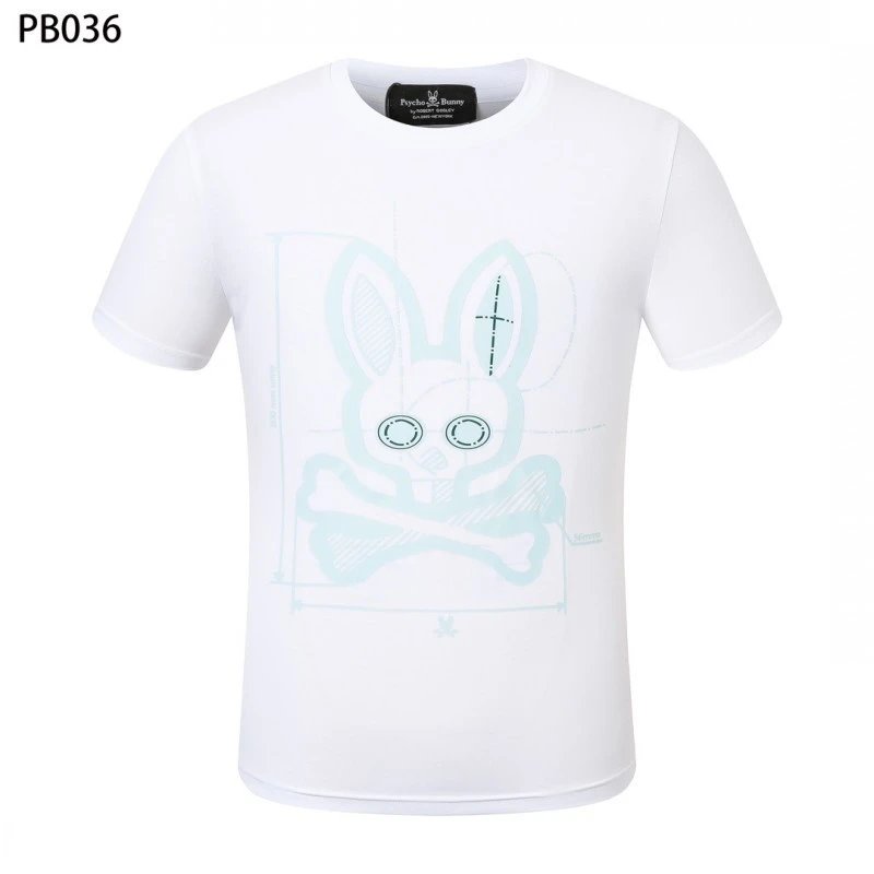 Psycho Bunny T-Shirts Rabbit skull graphic short-sleeve — PB036 White