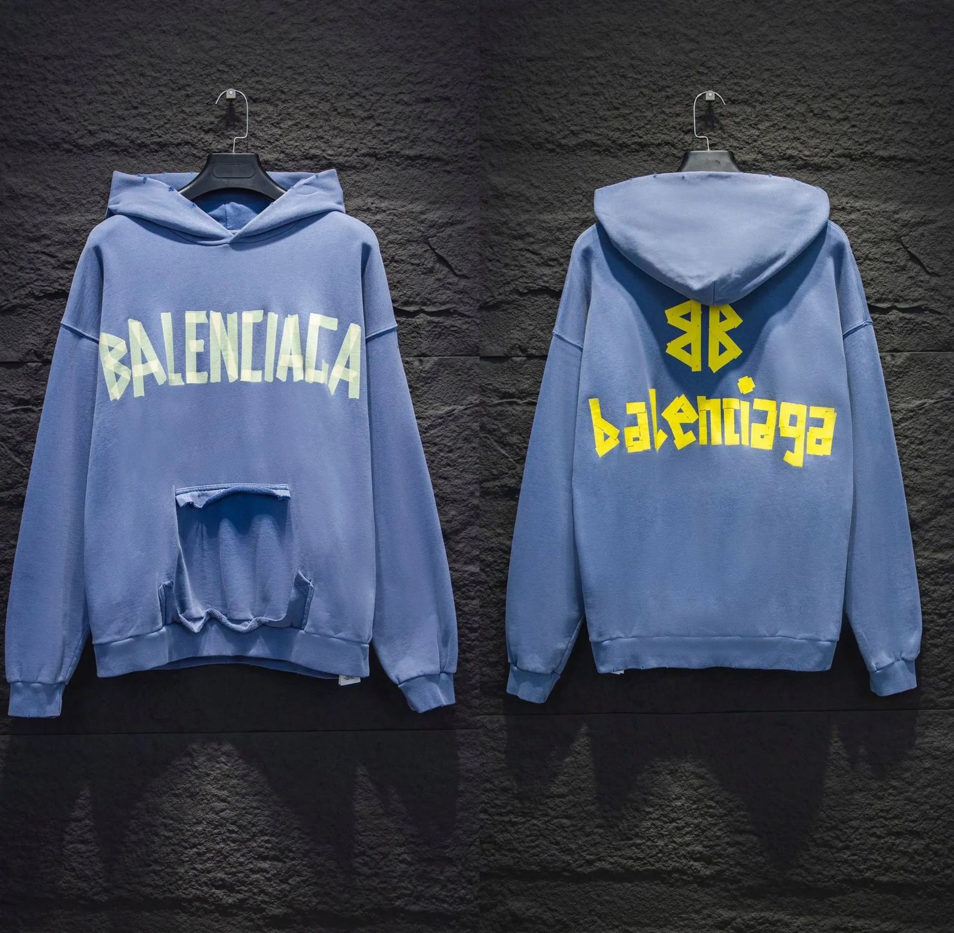 Unbranded Hoodies & Sweatshirts Oversized Letter-Graphic Pullover Hoodie — Sandblasted Blue 5104