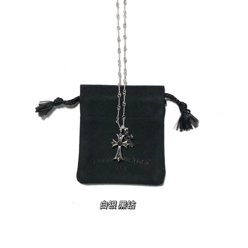 Chrome Hearts Cross Pendant Necklace Gold Pink Sapphire Jewelry - 6