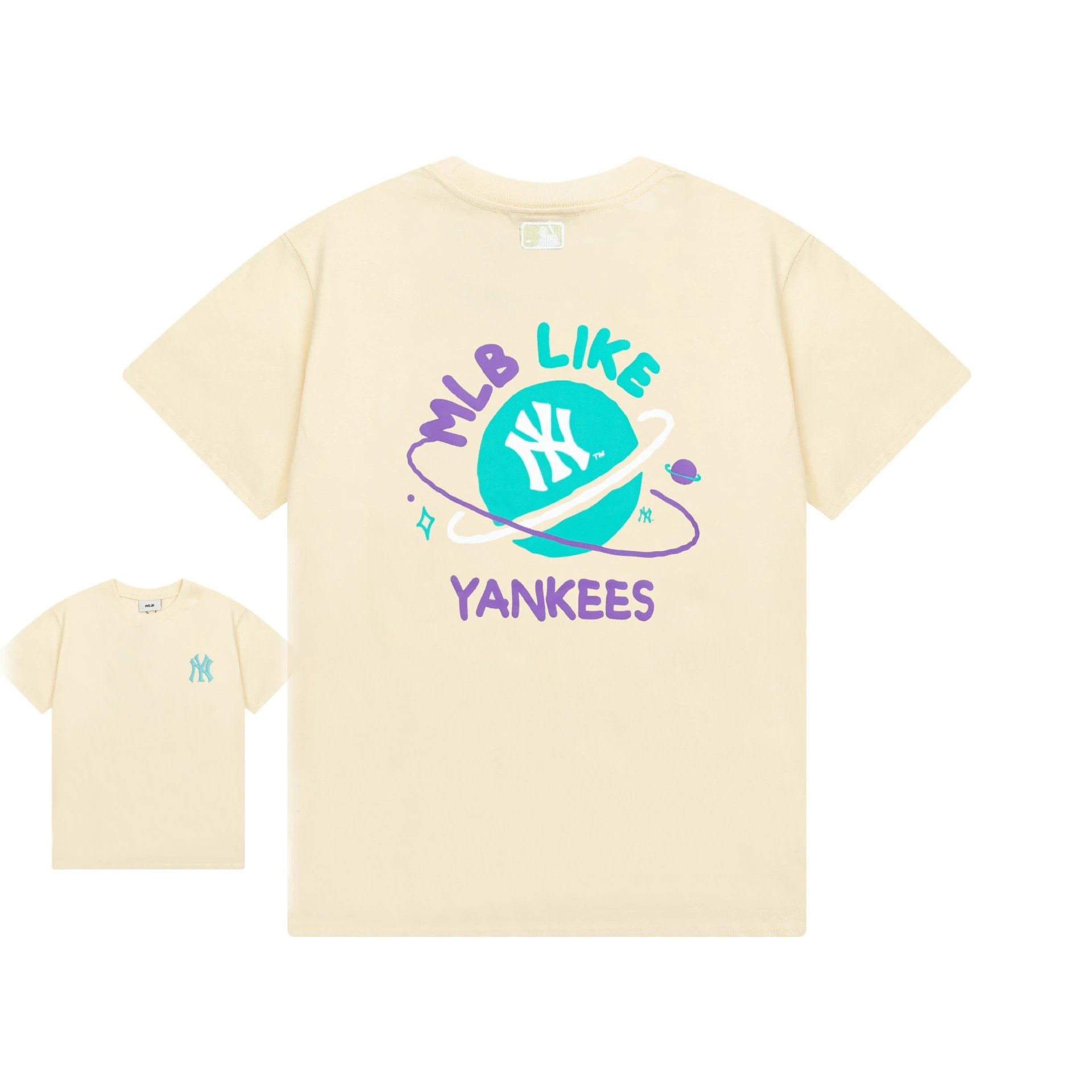 MLB T-Shirts New York Yankees Logo — 903 Apricot Color (Front Label Embroidery)