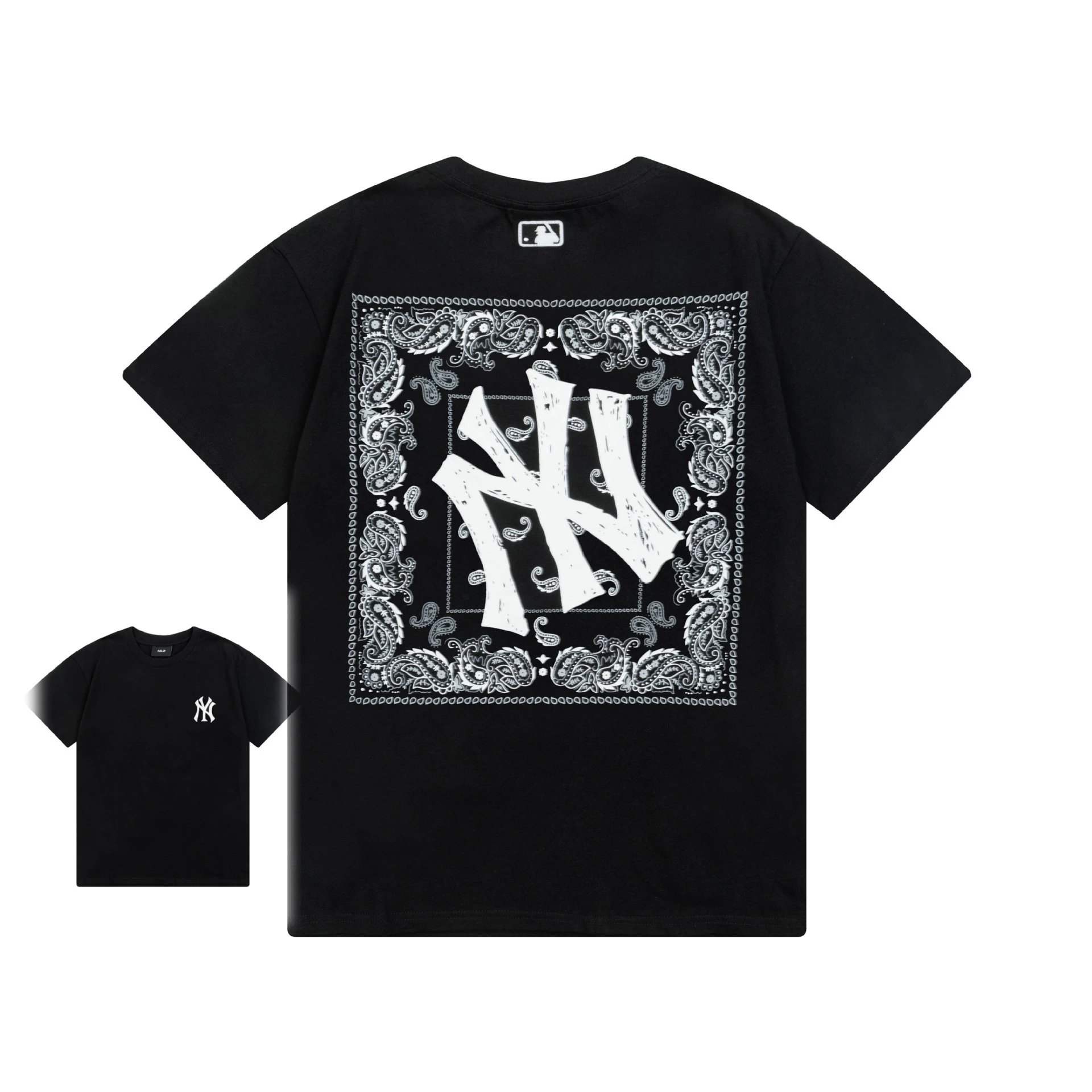 MLB T-Shirts New York Yankees Logo — 909 Black (Front Label Embroidery)