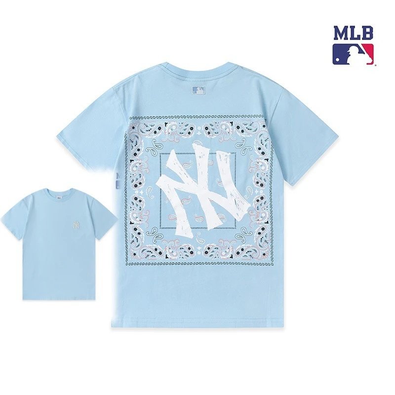 MLB T-Shirts New York Yankees Logo — 909 Sky Blue (Front Label Embroidery)