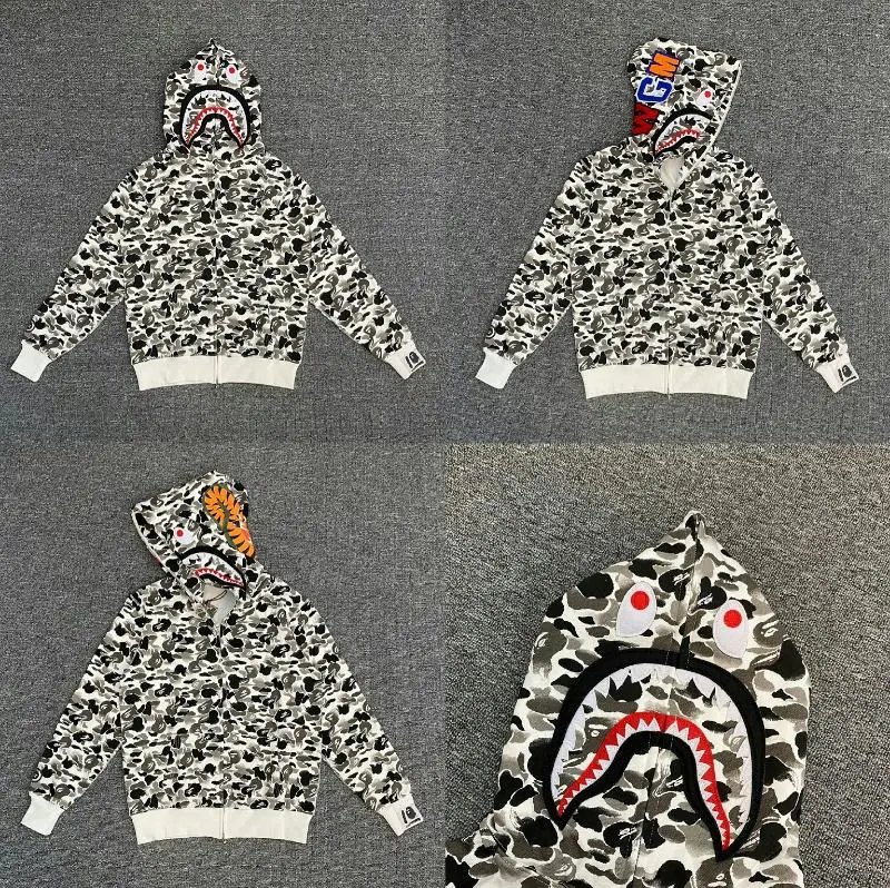 A Bathing Ape Hoodies & Sweatshirts Shark full-zip camouflage hoodie — XX089 Ink Wash