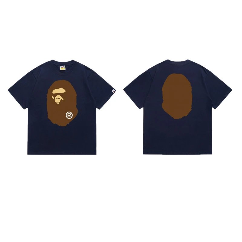 BAPE T-Shirts Short-Sleeve Ape Head Graphic — 175 Navy Blue