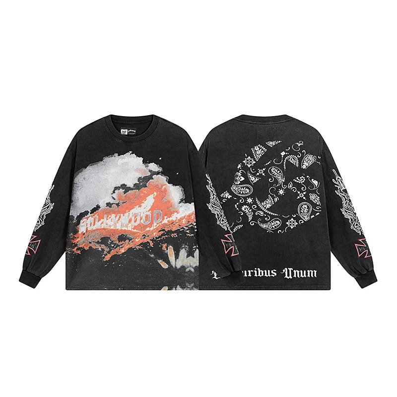Godspeed Shirts Graphic long-sleeve crewneck shirt — G 1107 Washed black