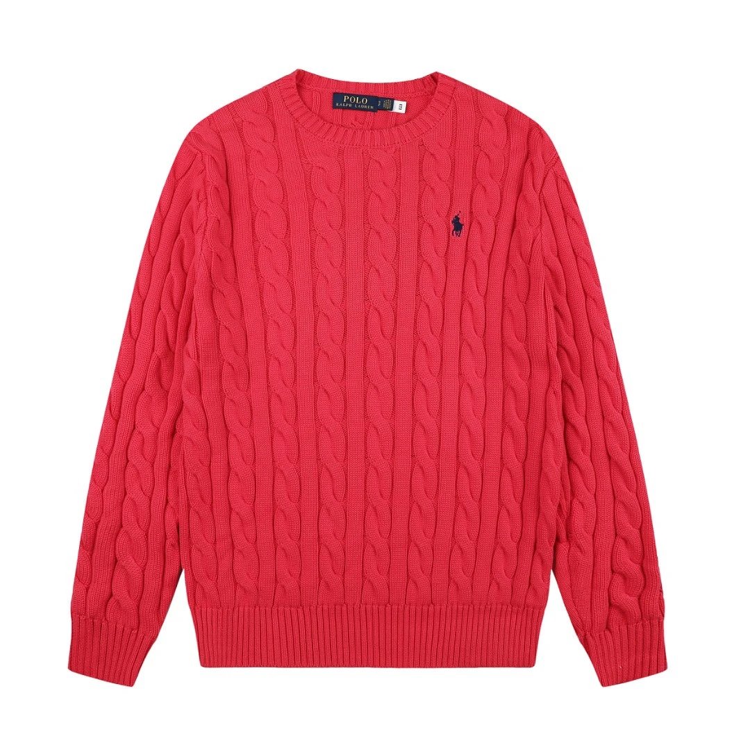 Polo Ralph Lauren Knitwear DS012 cable-knit crewneck sweater with embroidered pony logo — DS 012 Rose red