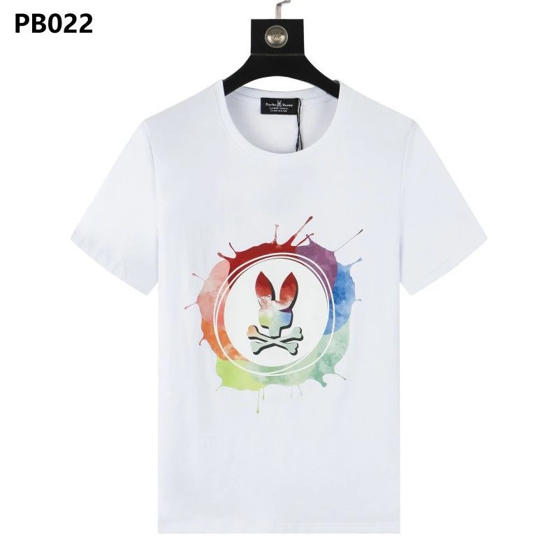 Psycho Bunny T-Shirts Rabbit skull graphic short-sleeve — PB022 White
