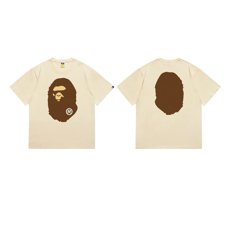 BAPE T-Shirts Short-Sleeve Ape Head Graphic — 175 Apricot Color