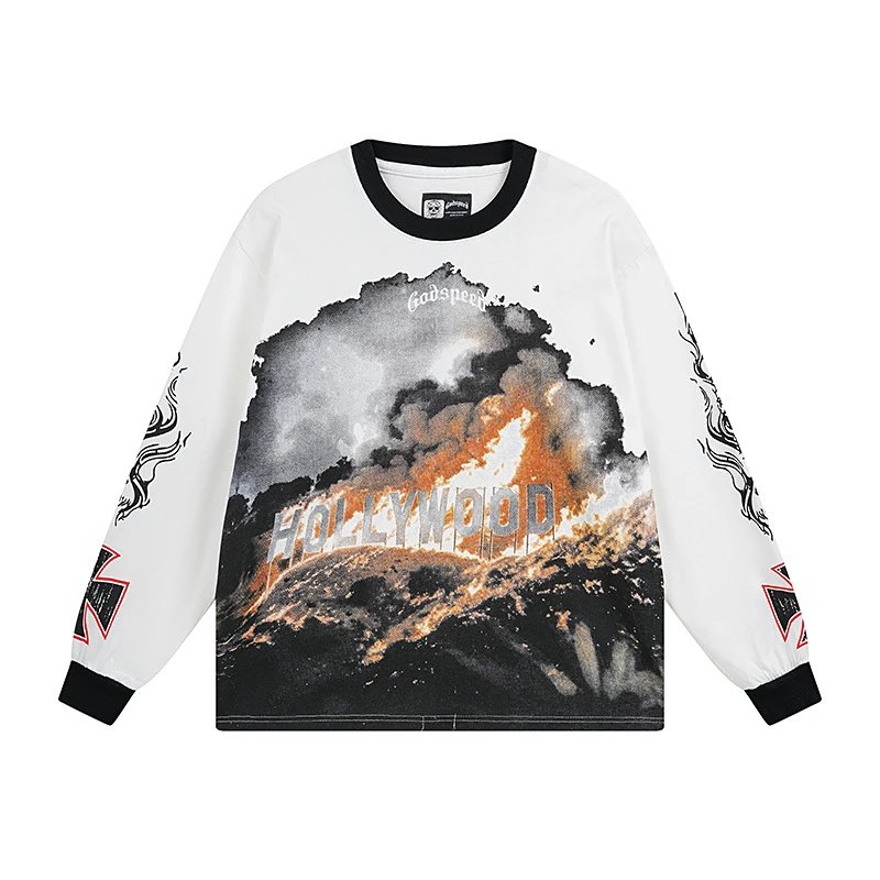 Godspeed Shirts Graphic long-sleeve crewneck shirt — D 3107 white