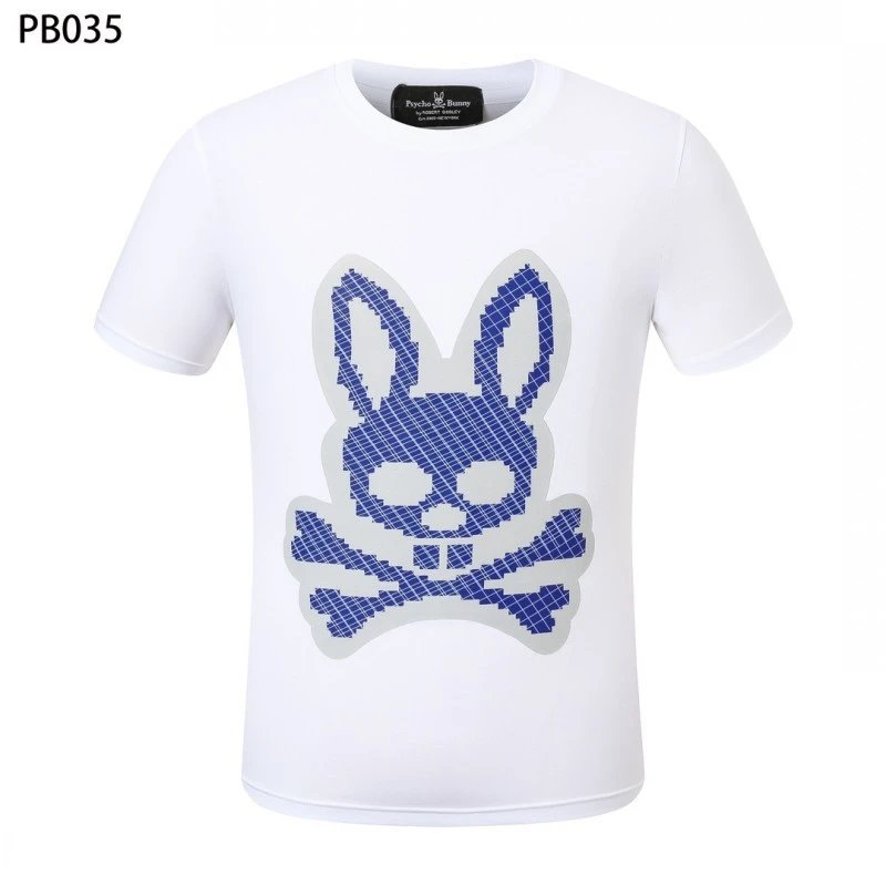 Psycho Bunny T-Shirts Rabbit skull graphic short-sleeve — PB035 White