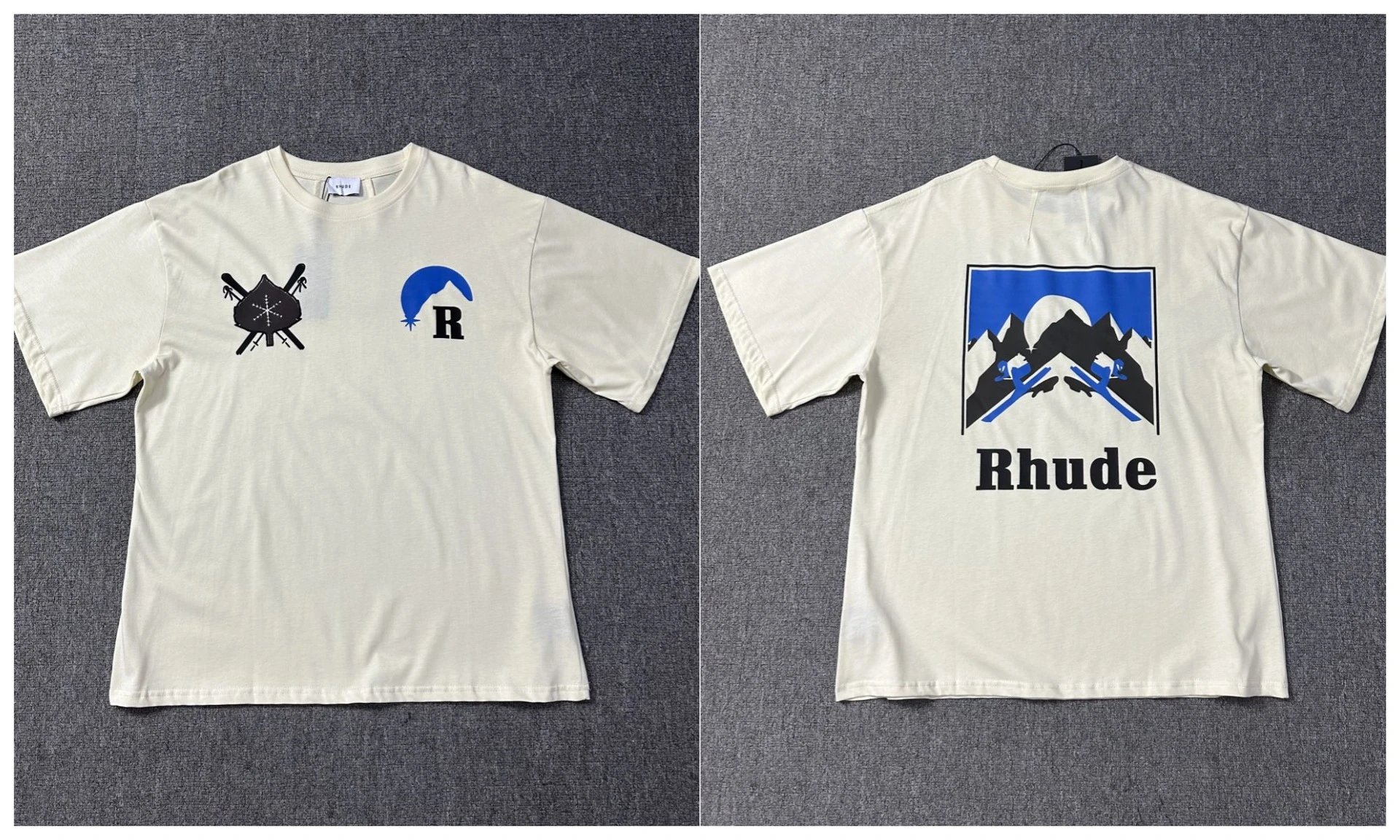 Rhude T-Shirts Tiger Graphic — 1228 Beige apricot