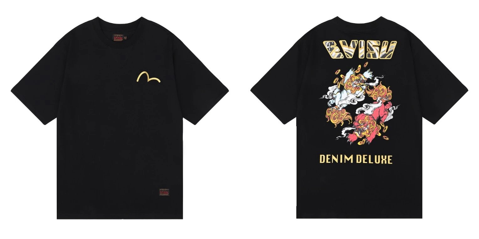 Evisu T-Shirts Short-Sleeve Graphic T-Shirt — QC 023 Black