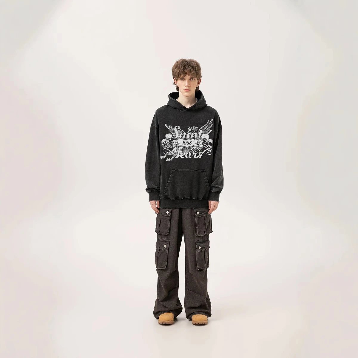 Unbranded Hoodies & Sweatshirts Washed Graphic Print Pullover Hoodie image 3