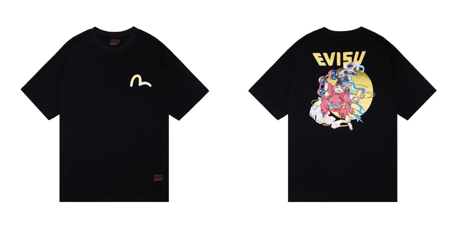 Evisu T-Shirts Short-Sleeve Graphic T-Shirt — QC 017 Black