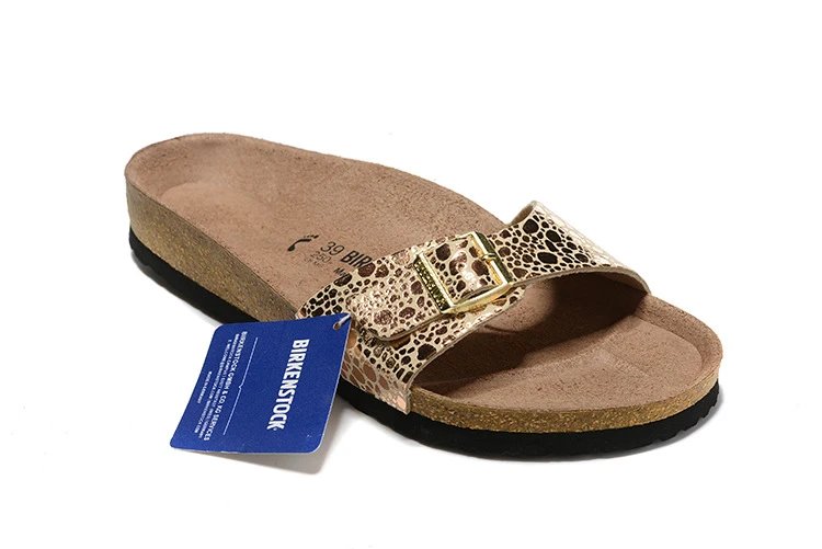 Birkenstock Sandals Madrid single-strap buckle — Gold-colored flip-flops