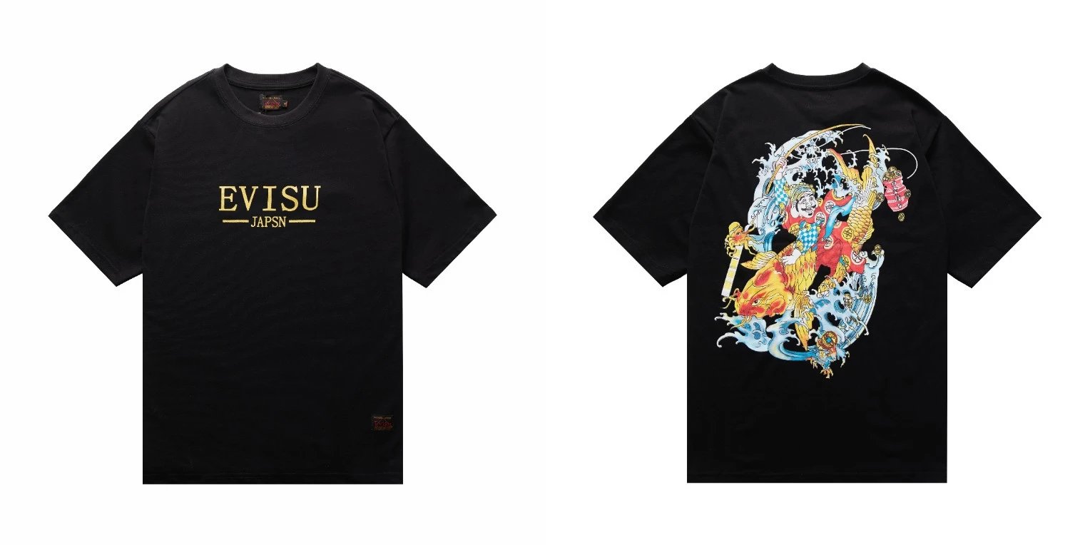 Evisu T-Shirts Short-Sleeve Graphic T-Shirt — QC 013 Black