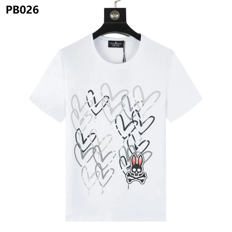 Psycho Bunny T-Shirts Rabbit skull graphic short-sleeve — PB026 White