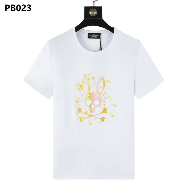 Psycho Bunny T-Shirts Rabbit skull graphic short-sleeve — PB023 White