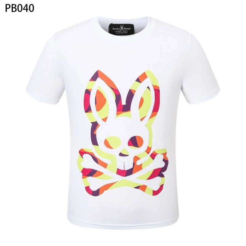 Psycho Bunny T-Shirts Rabbit skull graphic short-sleeve — PB040 White
