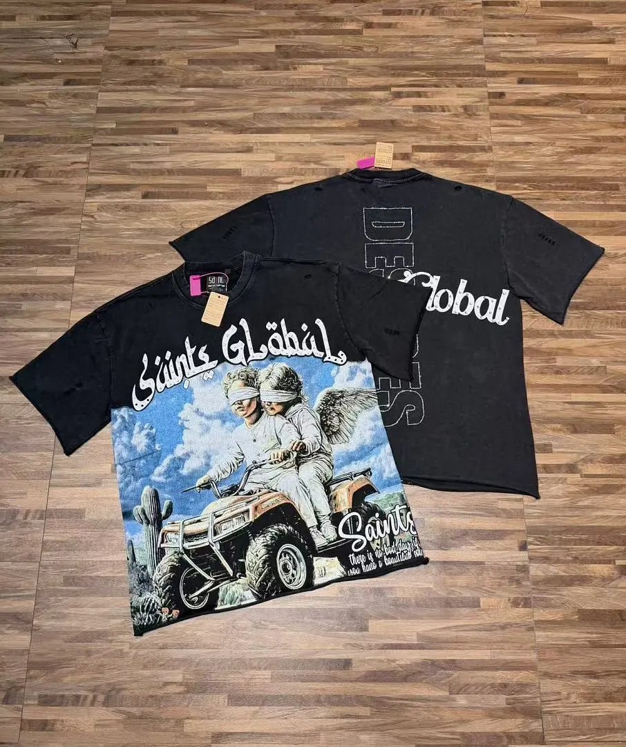 Saints Global T-Shirts Rhinestone Graphic T-Shirt — S7108 Black