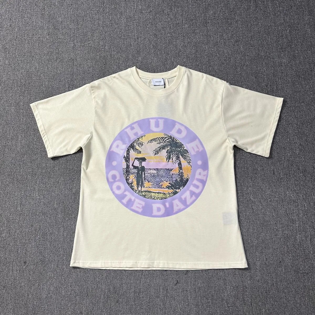 Rhude T-Shirts Cannes graphic print — 1203 Beige apricot