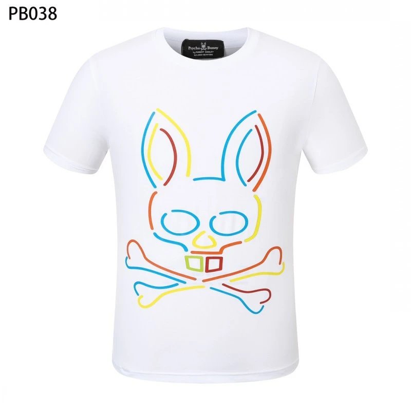 Psycho Bunny T-Shirts Rabbit skull graphic short-sleeve — PB038 White