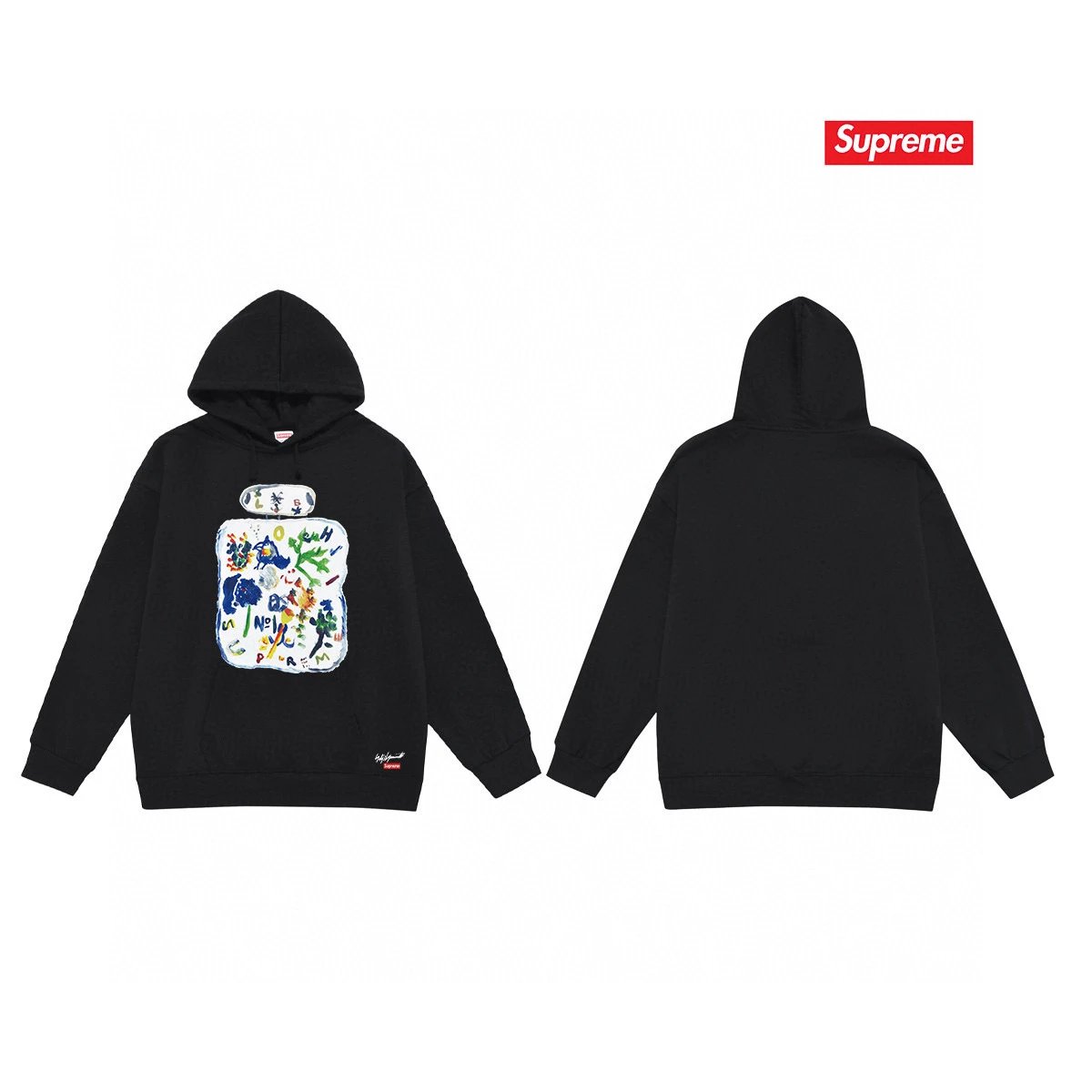 Supreme Hoodies & Sweatshirts Fleece-Lined Hooded Sweatshirt with Fruit Graphic — 43-1 Fleece-lined style