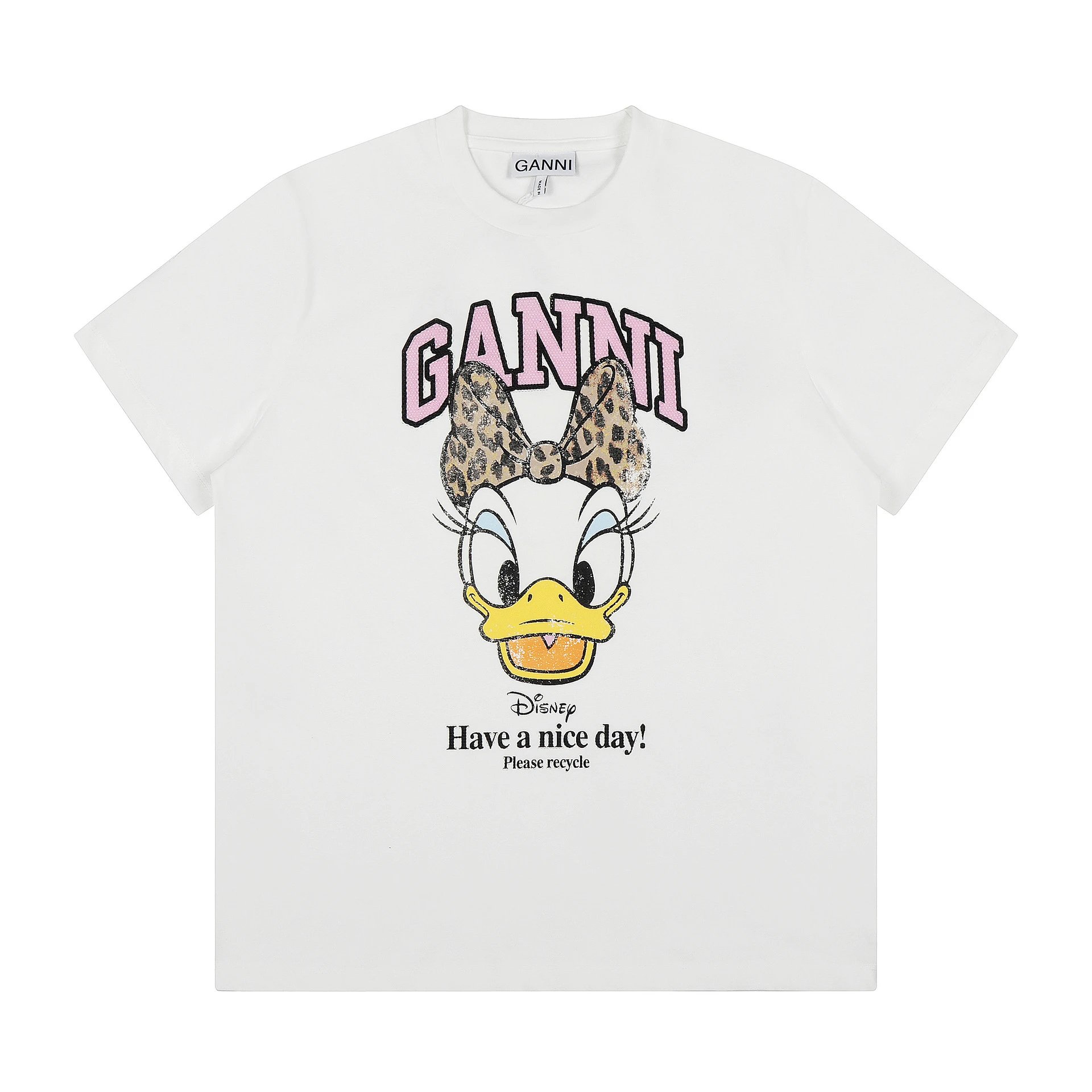 GANNI T-Shirts Graphic Print Short-Sleeve T-Shirt — GA 88 white